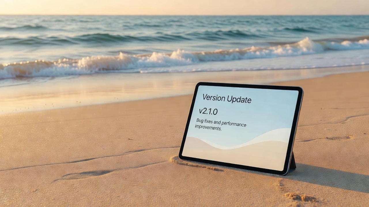 Version update downloading on a tablet device